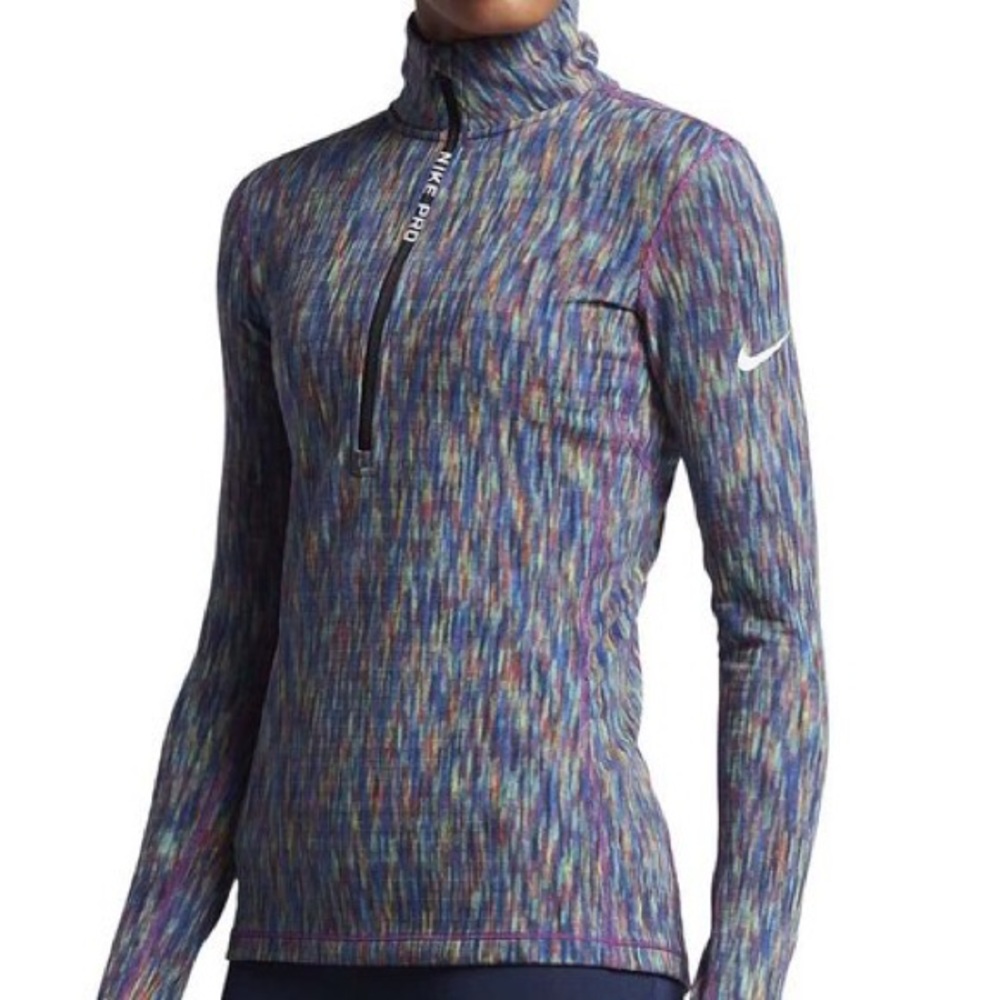 Nike Pro Half Zip top in Shades of green